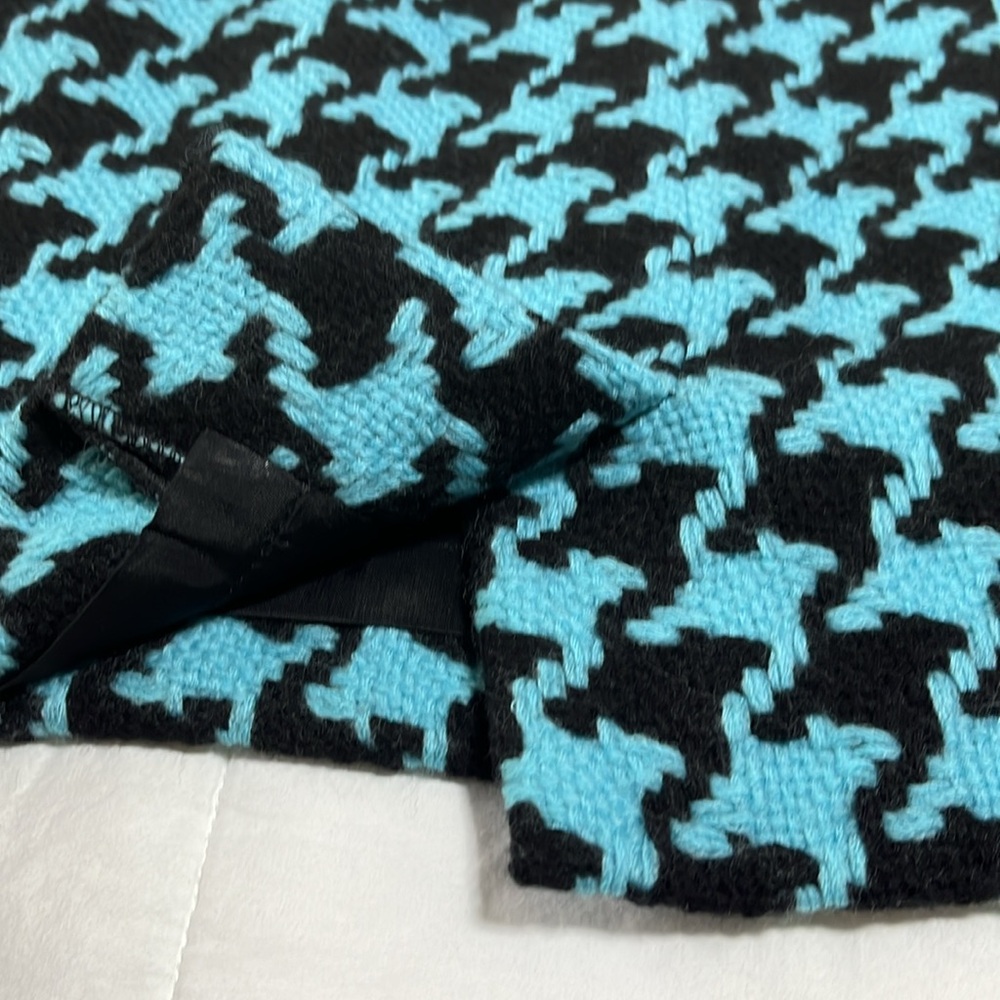 Carlisle Wool Cashmere Houndstooth Pencil Skirt 6 Blue Black Career Chic Lined - Picture 6 of 7